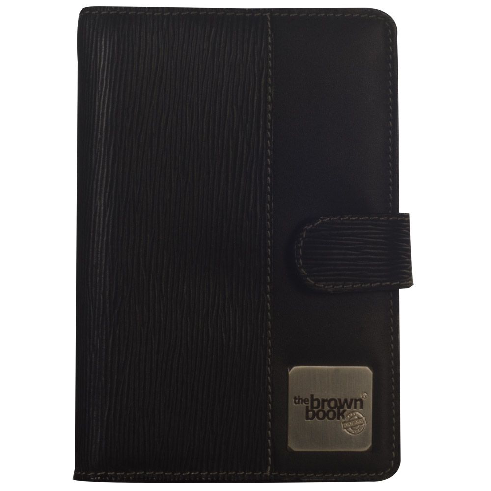 black leather planner